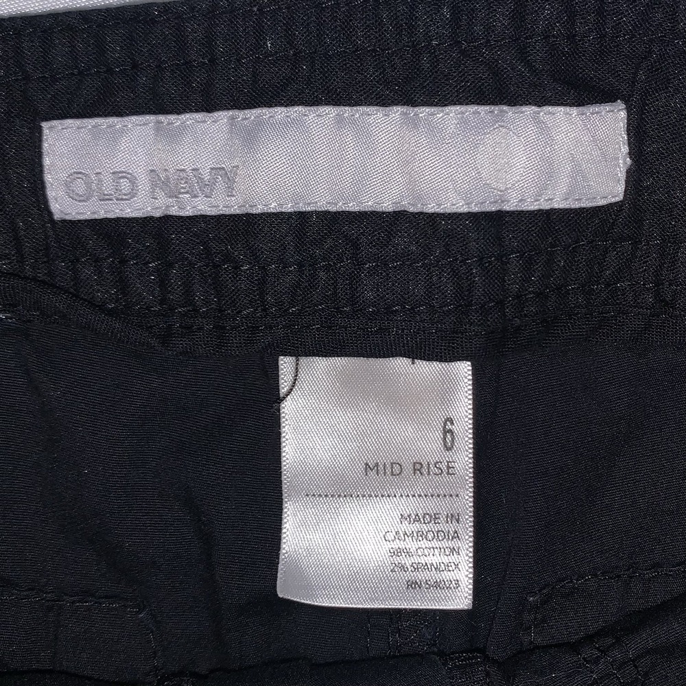 Old Navy Utility Shorts Womens Black 6 Mid Rise‎ Drawstring Zip Fly Button 2023 - Picture 3 of 3